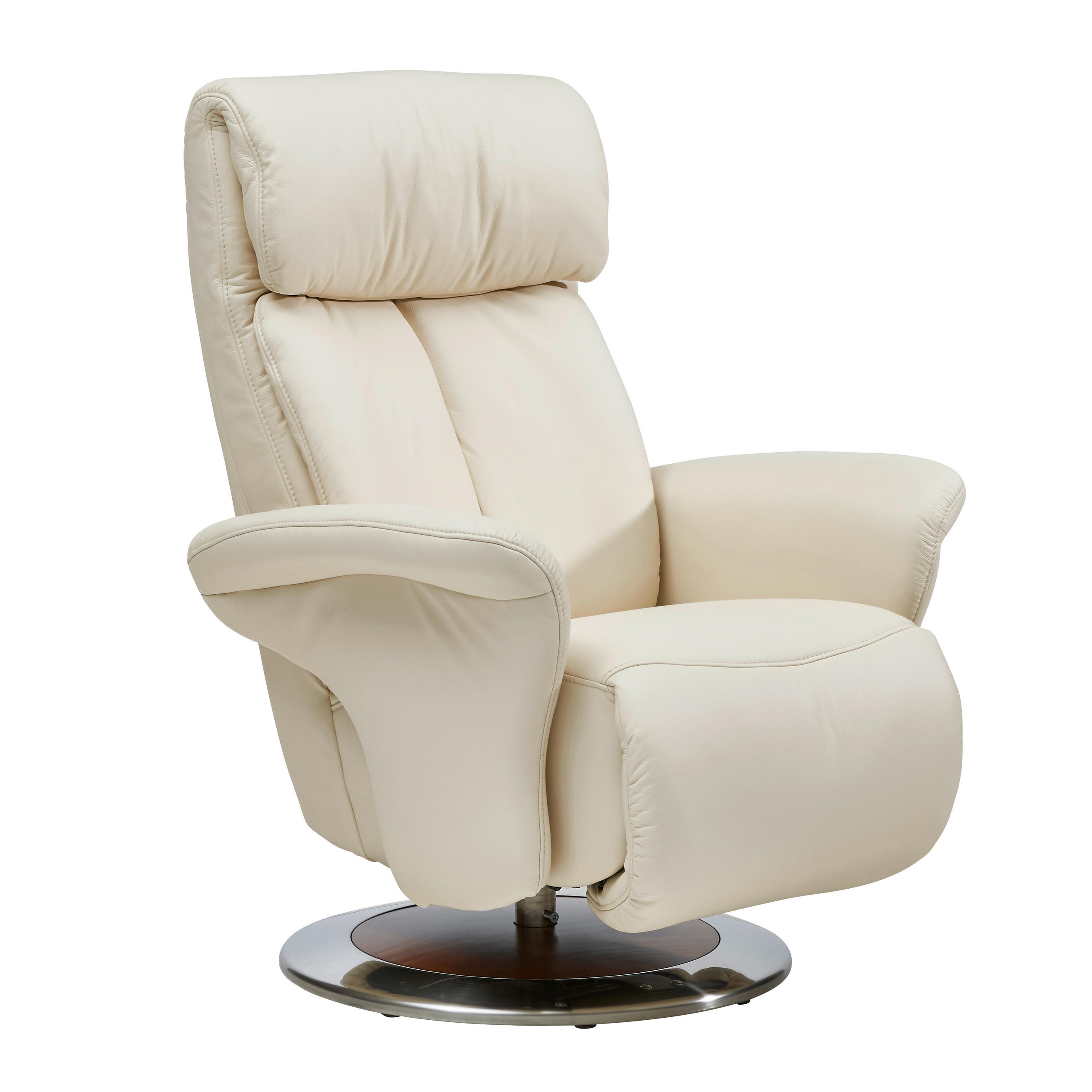 RELAXSESSEL in Leder Beige  - Edelstahlfarben/Beige, Design, Leder/Holz (82/109/90cm) - Himolla