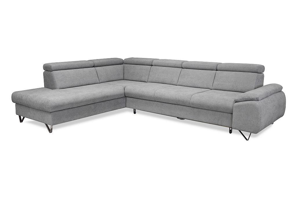 KUTNA GARNITURA drvo, metal, drvni materijal, tekstil siva - siva/boje kroma, Moderno, drvni materijal/drvo (232/315cm) - Hom`in
