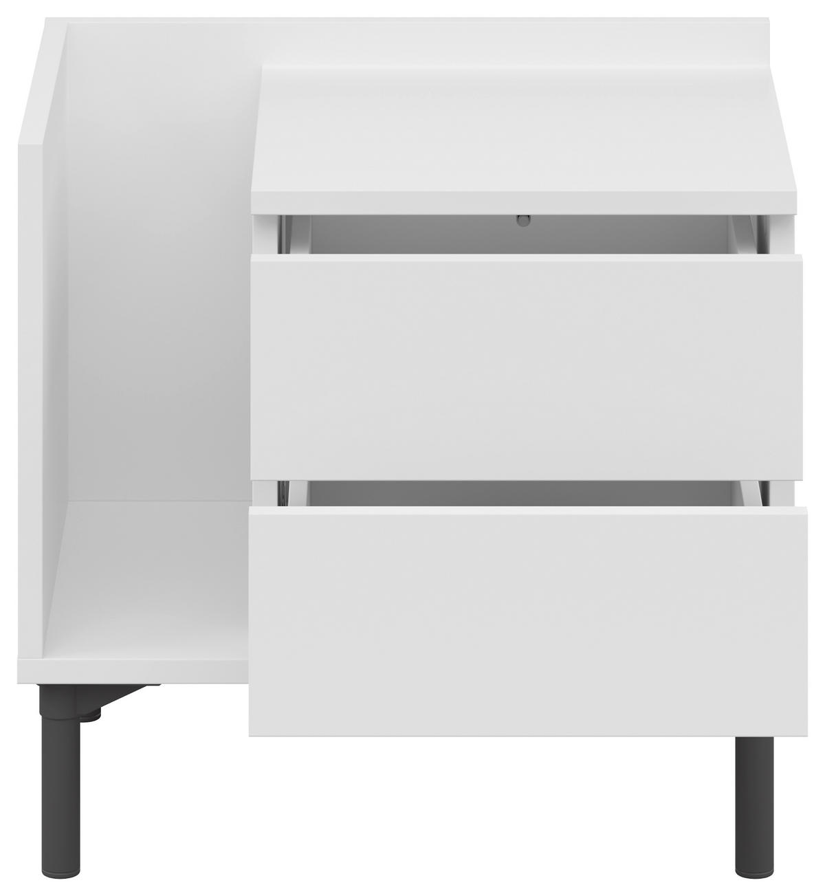 NACHTKÄSTCHEN 50/48/38 cm  in Weiß  - Graphitfarben/Weiß, Design, Holzwerkstoff/Kunststoff (50/48/38cm) - Lomoco