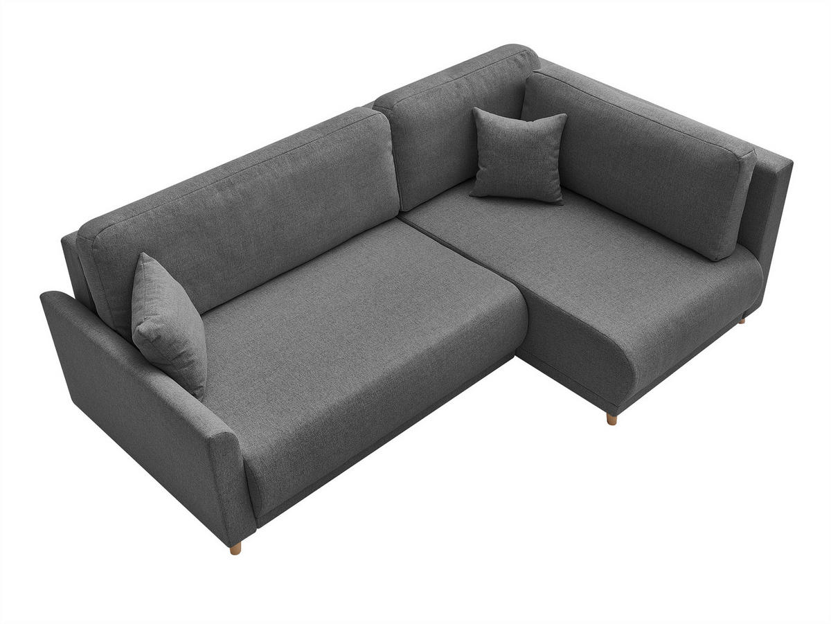 ECKSOFA MILOS Grau Flachgewebe, Struktur Rückenkissen, Bettkasten, Schlaffunktion, Rücken echt  - Naturfarben/Grau, Design, Textil (224/148cm) - P & B