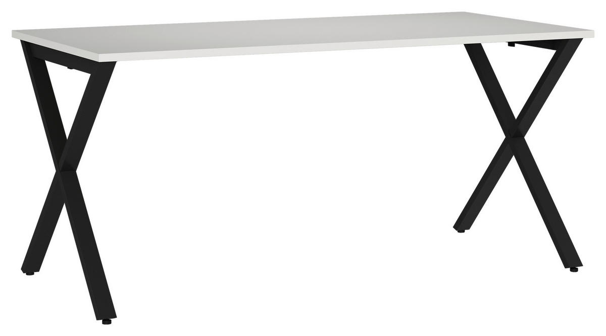 SCHREIBTISCH 160/80/75 cm  in Schwarz, Weiß  - Schwarz/Weiß, MODERN, Holzwerkstoff/Metall (160/80/75cm) - Novel