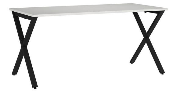 SCHREIBTISCH 160/80/75 cm  in Schwarz, Weiß  - Schwarz/Weiß, MODERN, Holzwerkstoff/Metall (160/80/75cm) - Novel