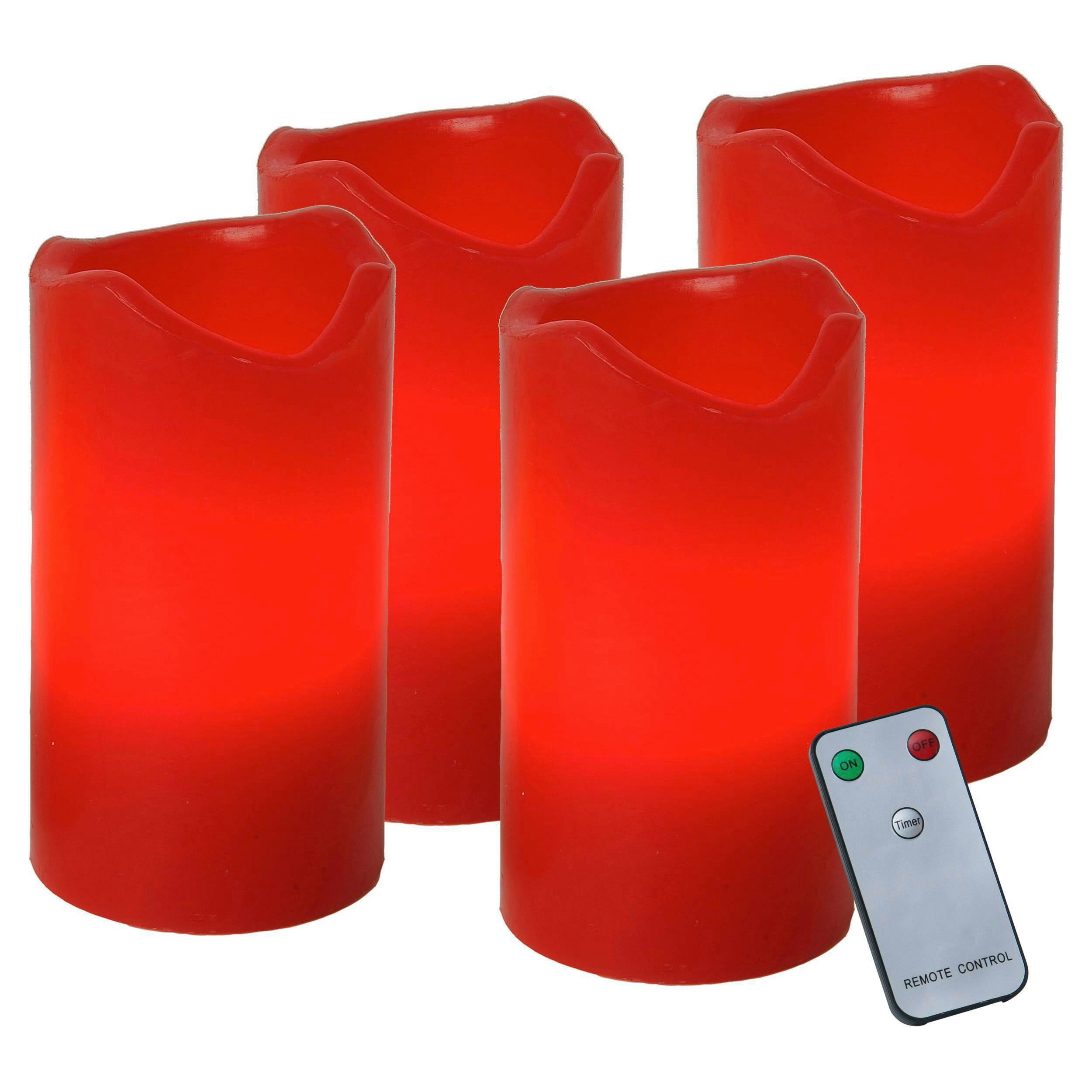 LED-KERZENSET 5/10 cm  - Rot, Basics, Naturmaterialien/Kunststoff (5/10cm) - Eglo