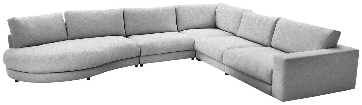 ECKSOFA in Flachgewebe Graublau  - Graublau/Schwarz, Design, Kunststoff/Textil (425/365cm) - Lomoco