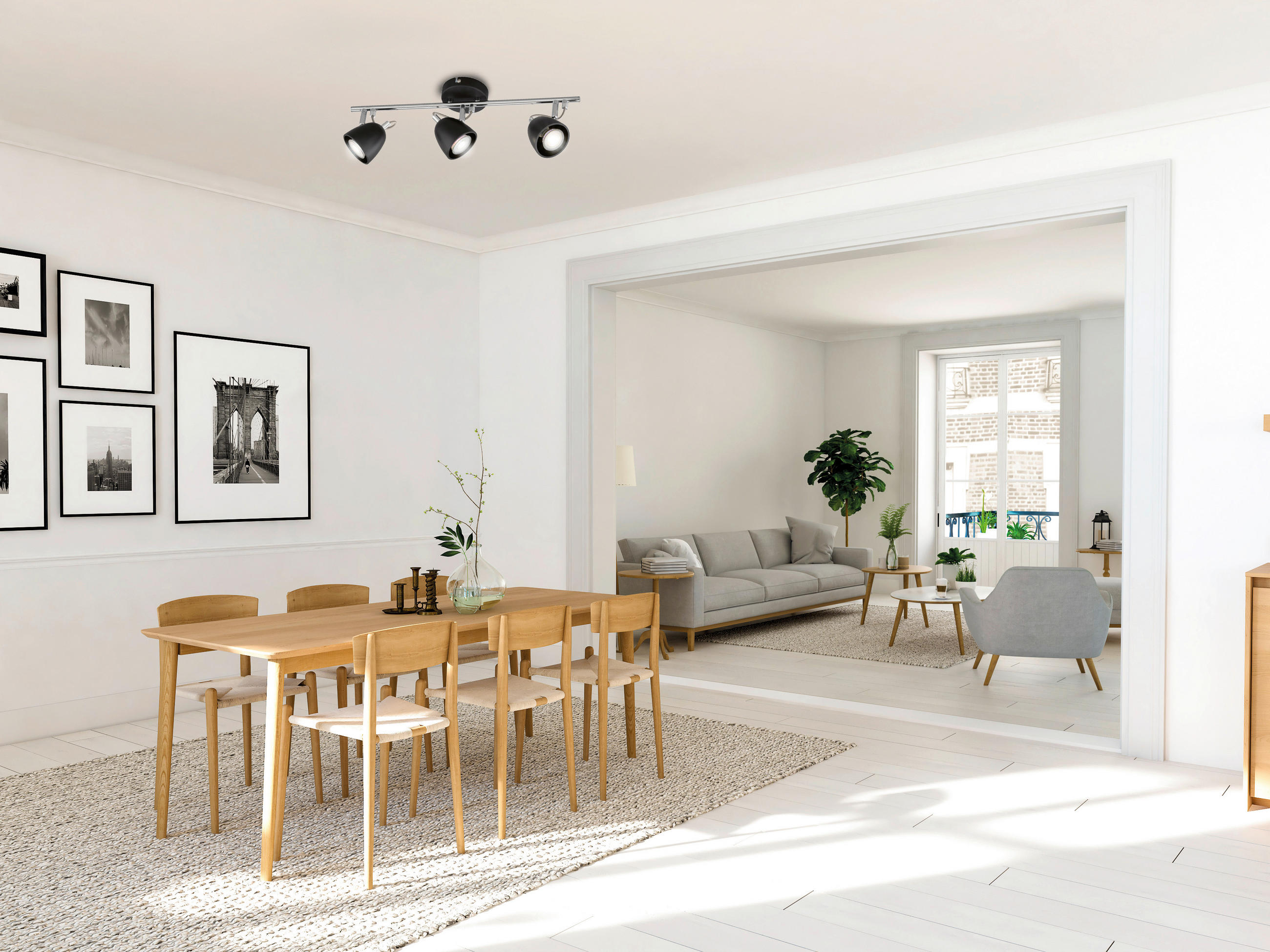 DECKENLEUCHTE Gemma 50/10/16 cm   - Chromfarben/Schwarz, Design, Metall (50/10/16cm)