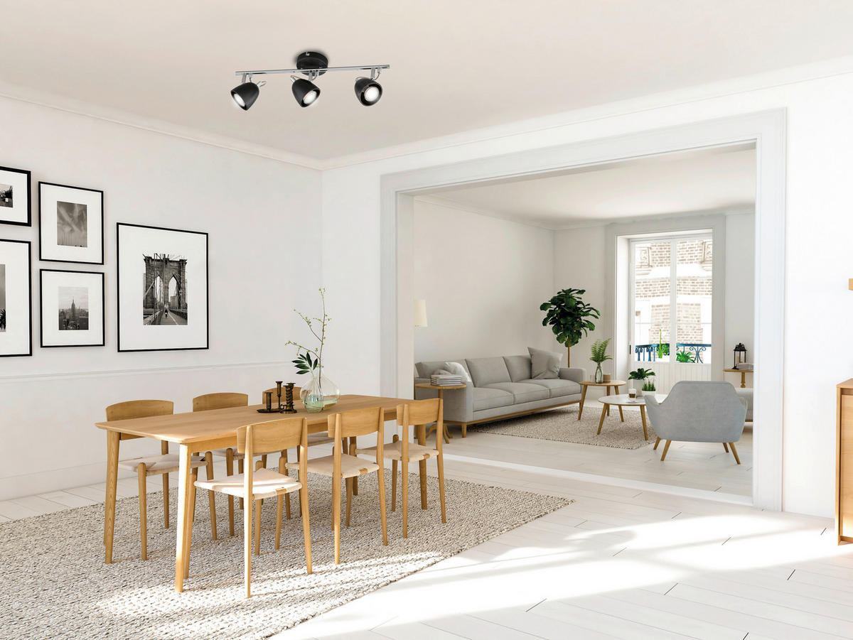 DECKENLEUCHTE Gemma 50/10/16 cm   - Chromfarben/Schwarz, Design, Metall (50/10/16cm)