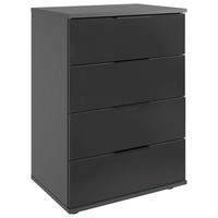 NACHTTISCH 52/74/38 cm  Graphitfarben, Klar  - Klar/Schwarz, Modern, Glas/Holzwerkstoff (52/74/38cm) - MID.YOU