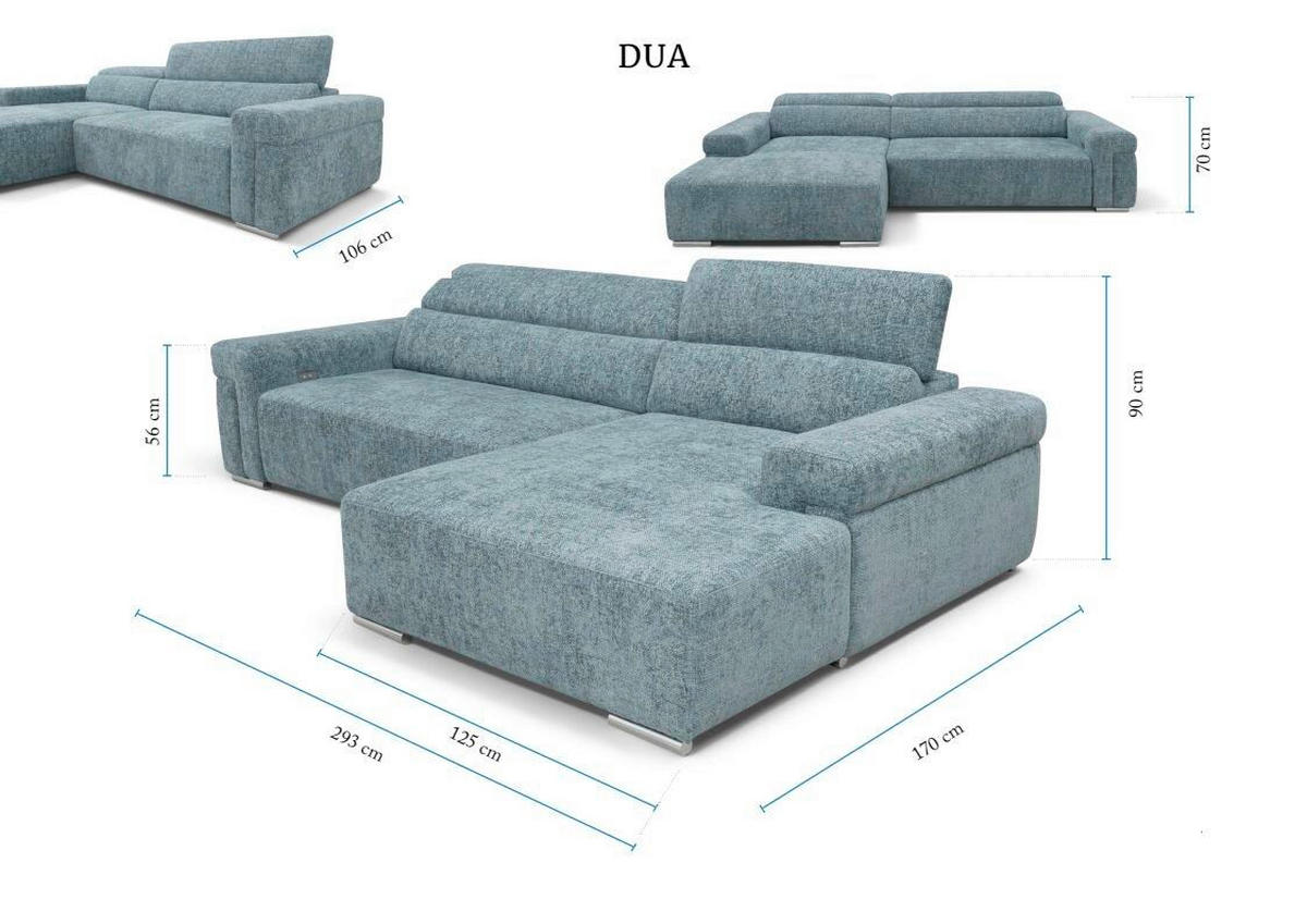 Ecksofa inkl. Funktion DUA Beige Echtleder  - Chromfarben/Beige, Design, Leder/Metall (293/170cm) - Novel