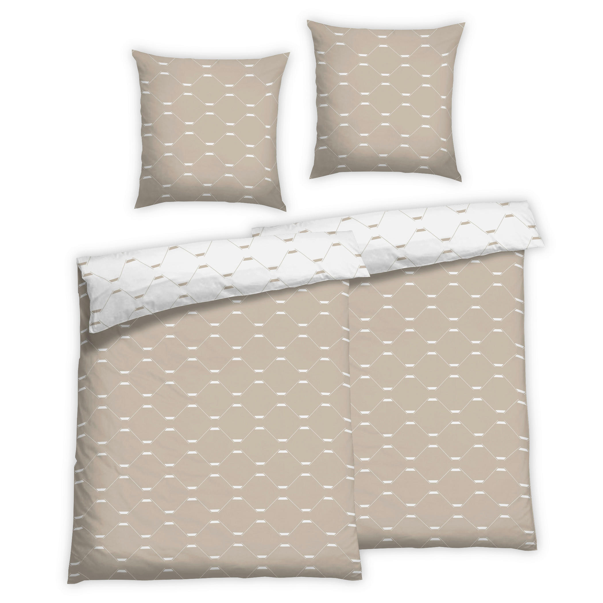Bettwäsche 2er Set 4-teilig Renforcé 135/200 cm  - Beige, Design, Textil (135/200cm) - Florella