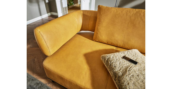 ECKSOFA in Echtleder Dunkelgelb  - Dunkelgelb/Schwarz, Design, Leder/Metall (302/237cm) - Dieter Knoll