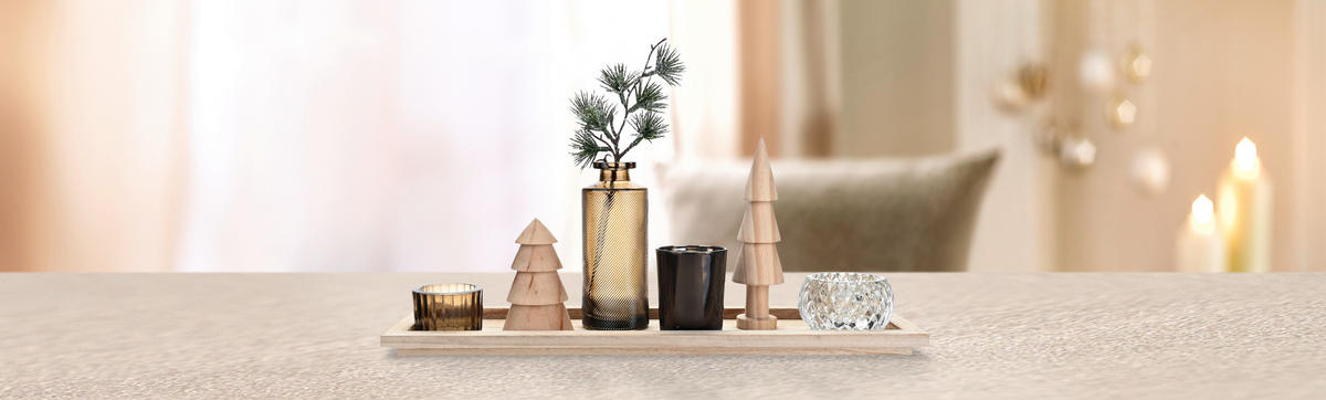 TEELICHTSCHALE  - Multicolor, LIFESTYLE, Glas/Holz (43/12,5/23cm) - X-Mas