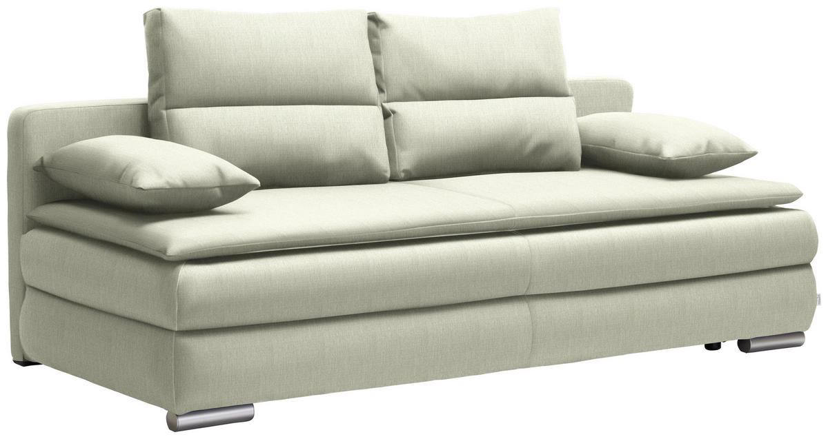 SCHLAFSOFA  mit Stoffauswahl, Schlafen auf Sitzhöhe, Rücken echt Webstoff Silberfarben, Hellgrün  - Silberfarben/Hellgrün, KONVENTIONELL, Kunststoff/Textil (207/94/90cm) - Livetastic