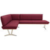 ECKBANK 162/257 cm  in Weinrot  - Edelstahlfarben/Beige, Design, Leder/Holz (162/257cm) - Ambiente
