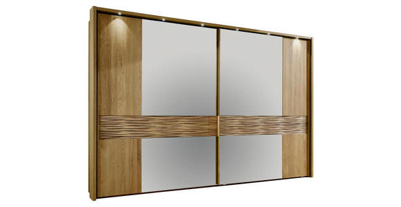 SCHWEBETÜRENSCHRANK in Eichefarben - Chromfarben/Eichefarben, KONVENTIONELL, Holz/Holzwerkstoff (250/217/67cm) - Dieter Knoll