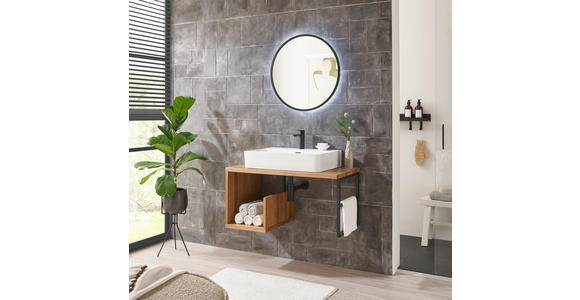 WASCHBECKENUNTERSCHRANK 90/45/47 cm  - Eichefarben/Schwarz, Natur, Holz/Metall (90/45/47cm) - Linea Natura