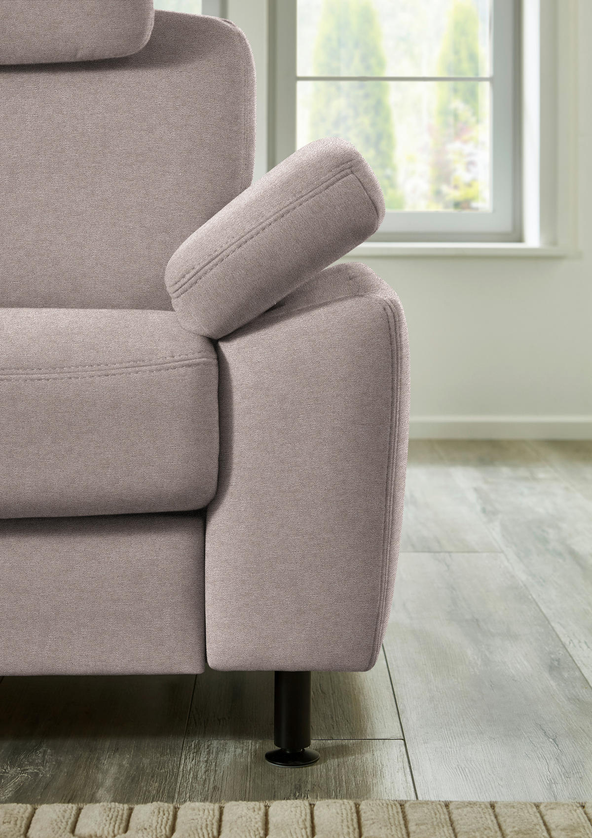 ECKSOFA  in Flachgewebe Rosa  252/248 cm  - Schwarz/Rosa, KONVENTIONELL, Textil/Metall (252/248cm) - Beldomo Comfort