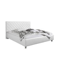 POLSTERBETT 180/200 cm,  in Weiß,  - Alufarben/Weiß, MODERN, Textil/Metall (180/200cm) - Livetastic