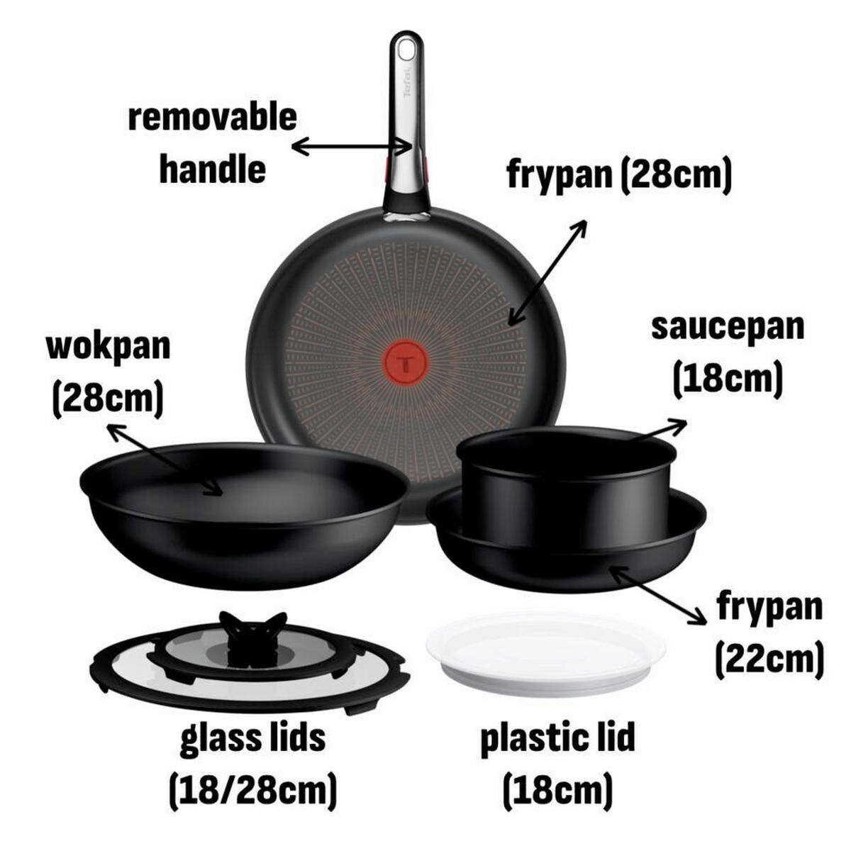 SET LONACA ZA KUHANJE 8/1  Excellence plus Ingenio  - crna, Basics, metal - Tefal