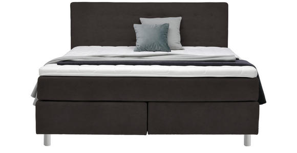 BOXSPRINGBETT 160/200 cm  in Dunkelbraun  - Chromfarben/Dunkelbraun, KONVENTIONELL, Kunststoff/Textil (160/200cm) - Voleo