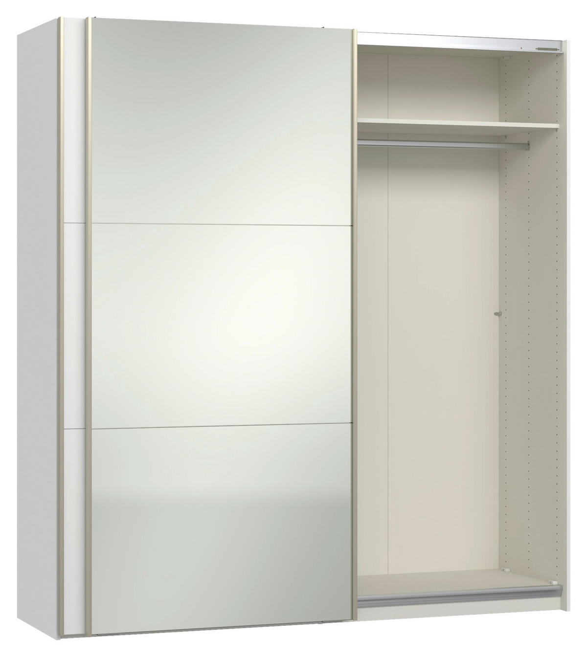 SCHWEBETÜRENSCHRANK 203/220/65 cm 2-türig Weiß  - Edelstahlfarben/Weiß, Design, Glas/Holzwerkstoff (203/220/65cm) - Jutzler