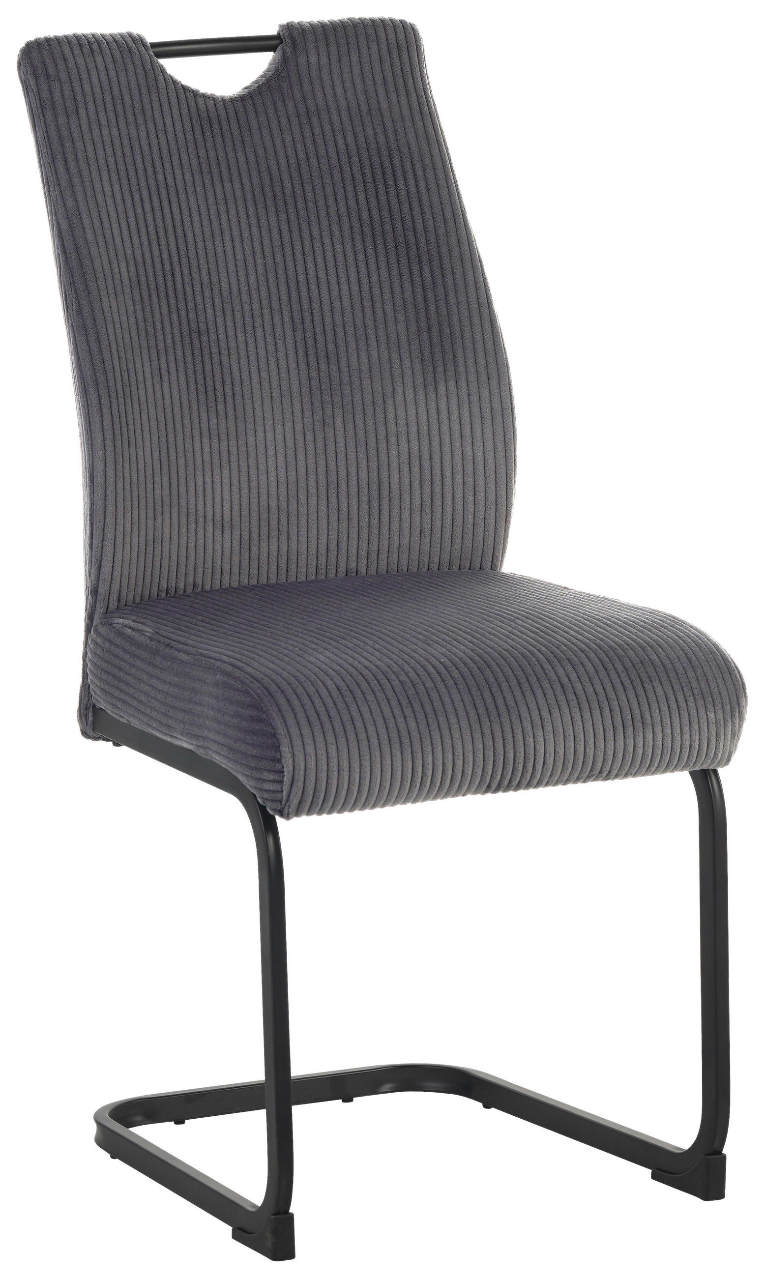 SCHWINGSTUHL in Eisen Cord - Anthrazit/Schwarz, Design, Textil/Metall (43/97/57cm) - home24