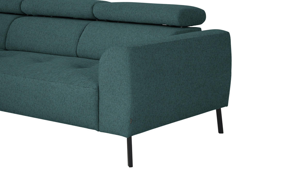 ECKSOFA in Chenille Blau  205/280 cm  - Blau/Schwarz, Design, Textil/Metall (205/280cm) - Xora