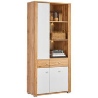 VITRINE  in Weiß, Eichefarben  - Chromfarben/Eichefarben, KONVENTIONELL, Holzwerkstoff/Kunststoff (86/193/38cm) - Ti'me