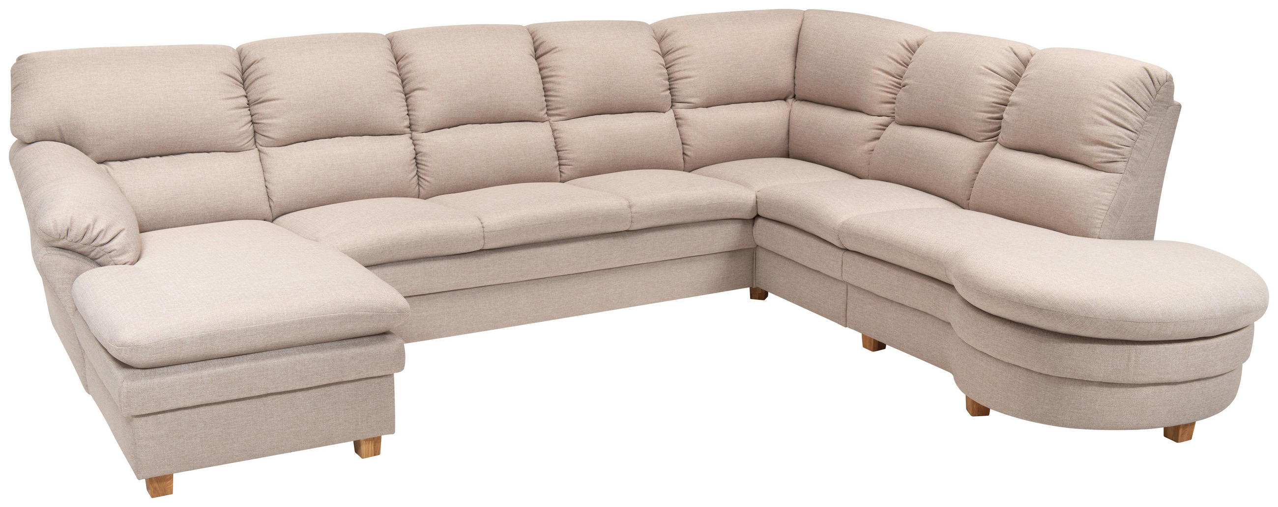 SOFA in Flachgewebe Beige  - Eichefarben/Beige, Konventionell, Holz/Textil (161/341/269cm) - Livetastic