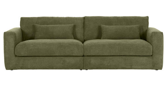 BIGSOFA Cord Dunkelgrün - Dunkelgrün/Schwarz, KONVENTIONELL, Kunststoff/Textil (260/66/115cm) - Carryhome