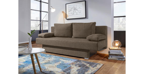 SCHLAFSOFA Webstoff Braun  - Alufarben/Braun, Design, Kunststoff/Textil (190/74-86/80cm) - Carryhome