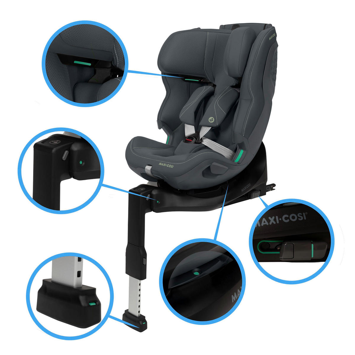 KINDERAUTOSITZ  - Dunkelgrau, Basics, Kunststoff/Textil (44/56,5/63cm) - Maxi-Cosi