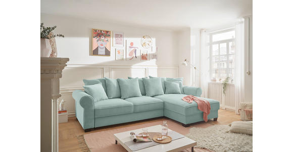 ECKSOFA Salbeigrün Cord  - Salbeigrün/Schwarz, KONVENTIONELL, Kunststoff/Textil (318/197cm) - Hom`in