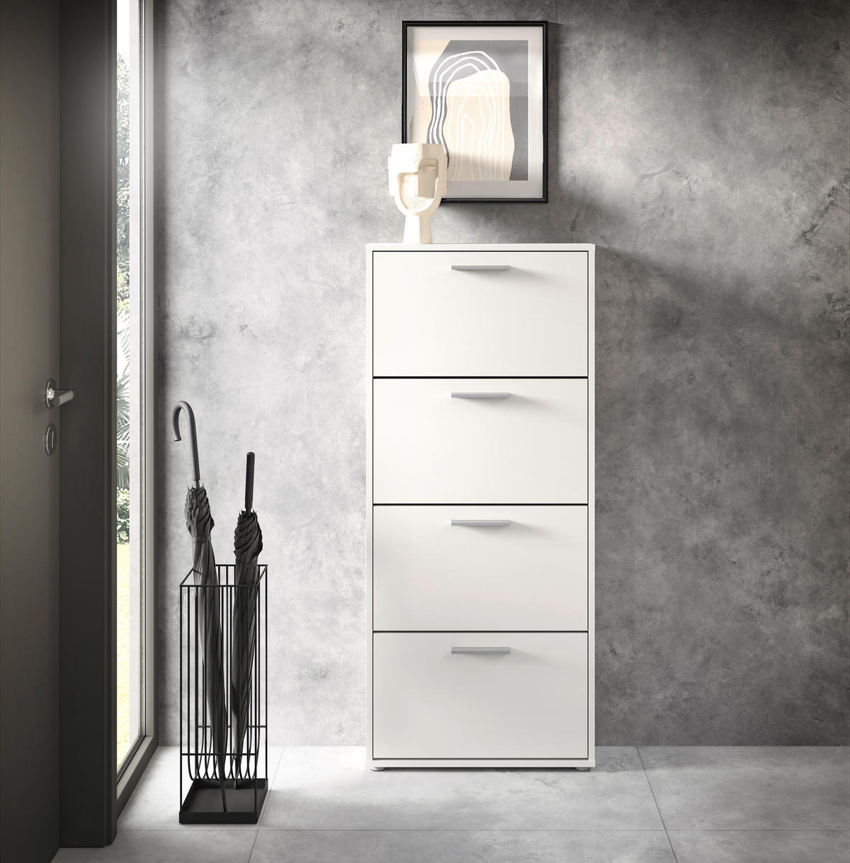CIPELARNIK SA NAGIBNIM VRATIMA  bela  pločasti materijal     - siva/bela, Dizajnerski, pločasti materijal/plastika (59/136/17cm) - Carryhome