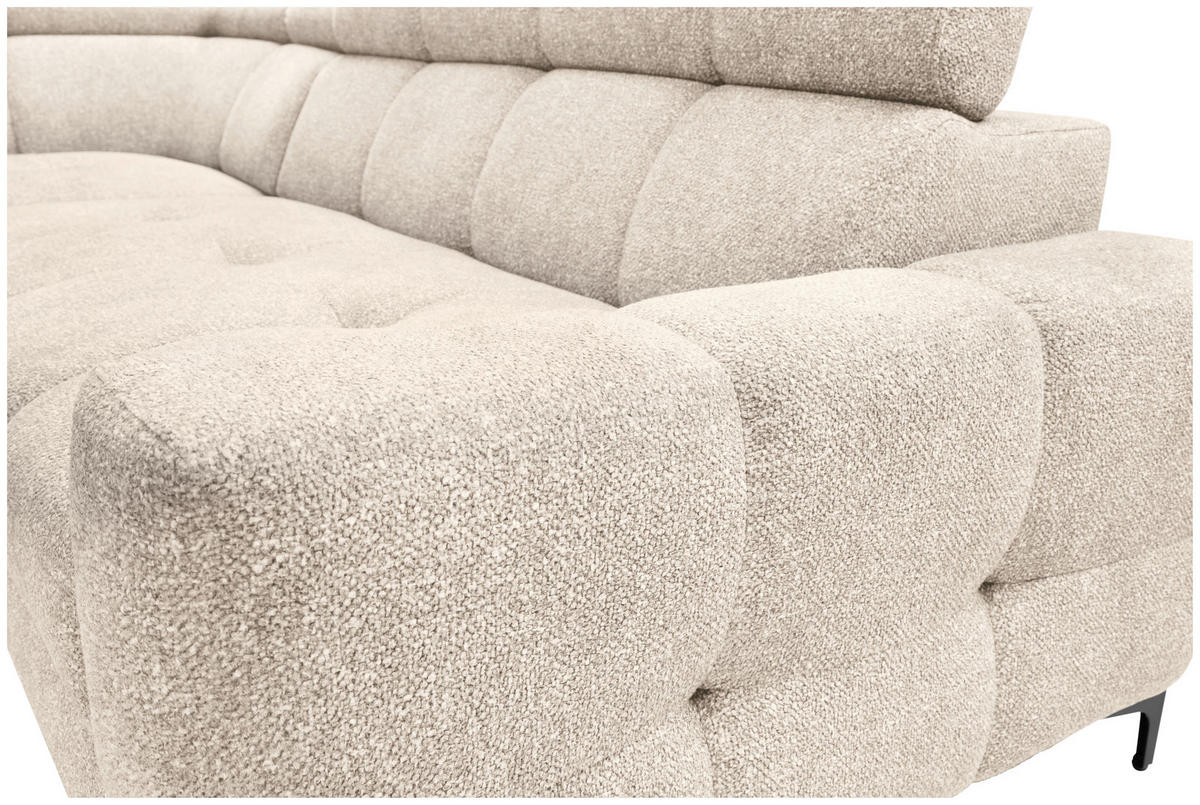 ECKSOFA in Struktur Beige  - Beige/Schwarz, Modern, Textil/Metall (212/254cm) - Carryhome
