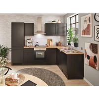 ECKKÜCHE 280/175 cm  in Schwarz, Eichefarben  - Eichefarben/Schwarz, LIFESTYLE, Holzwerkstoff/Kunststoff (280/175cm) - MID.YOU