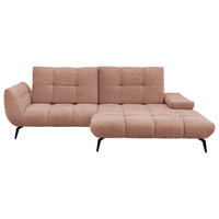 ECKSOFA Altrosa Flachgewebe Rücken echt, Sitztiefenverstellung  - Schwarz/Altrosa, KONVENTIONELL, Textil/Metall (273/211cm) - SetOne by Musterring