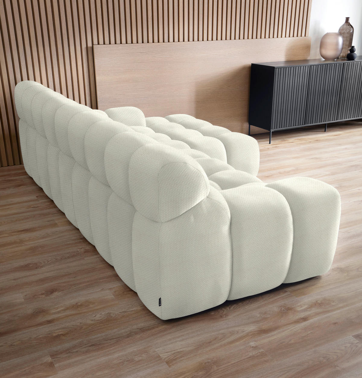 Ecksofa inkl. Funktion Ecru Webstoff  - Ecru/Schwarz, MODERN, Kunststoff/Textil (297/180cm) - Welnova