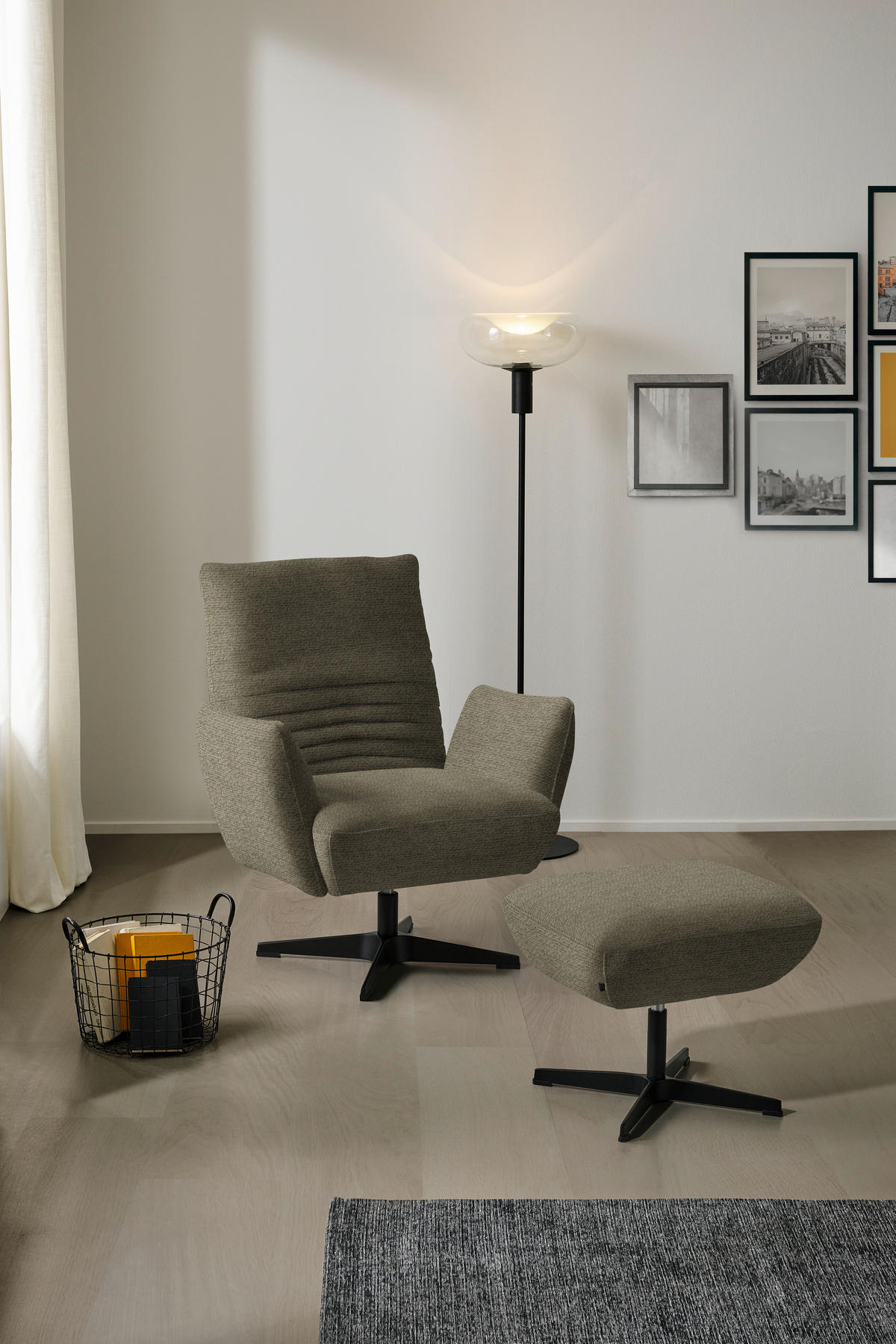 SESSEL in Chenille Taupe  - Taupe/Schwarz, Design, Textil/Metall (60/94/86cm) - Dieter Knoll