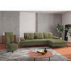 ECKSOFA in Flachgewebe Hellgrün  - Schwarz/Hellgrün, Konventionell, Textil/Metall (279/185cm) - Sit & More