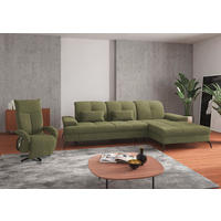 ECKSOFA in Flachgewebe Hellgrün  - Schwarz/Hellgrün, Konventionell, Textil/Metall (279/185cm) - Sit & More