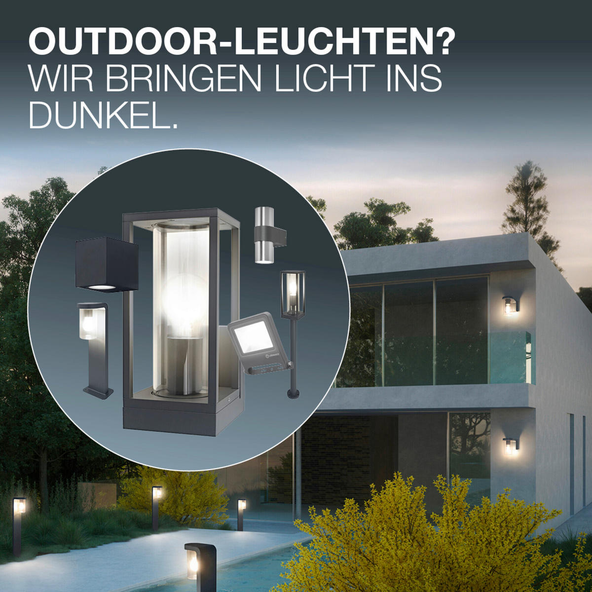 AUßENLEUCHTE 6,8/8,1/9,2 cm   - Schwarz, Basics, Metall (6,8/8,1/9,2cm) - Osram