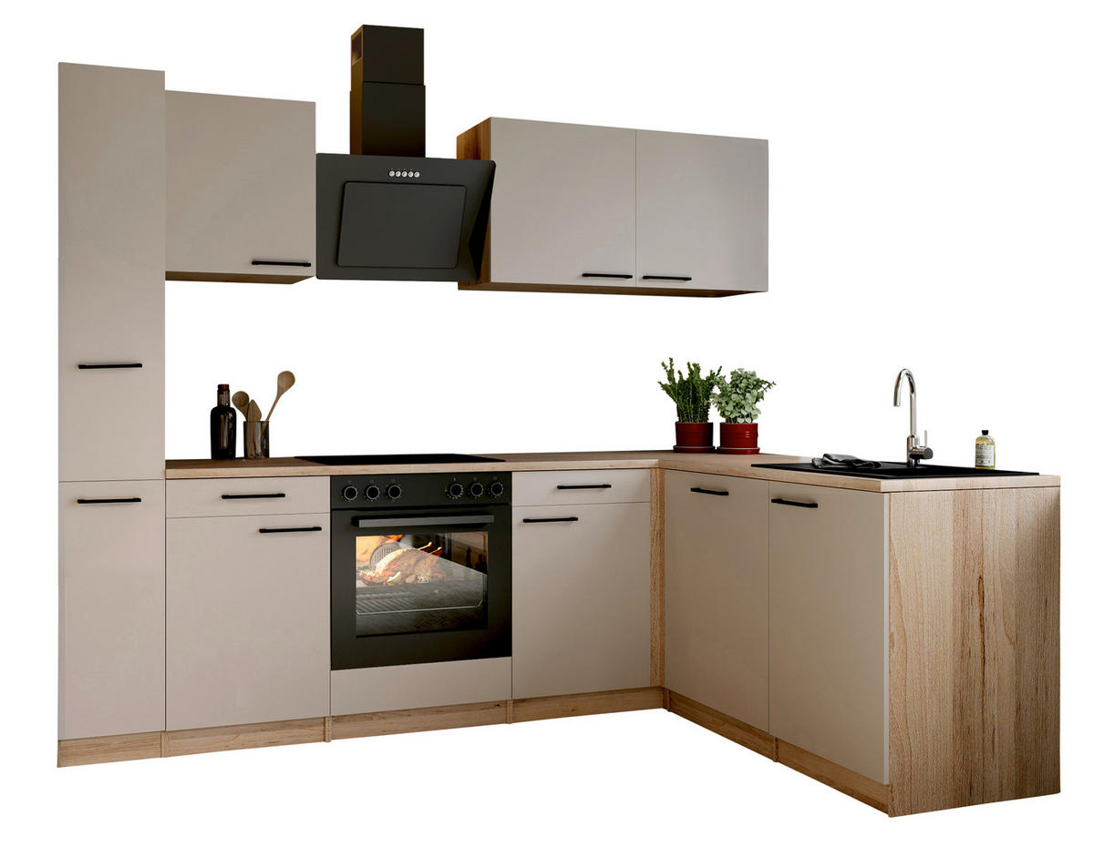 ECKKÜCHE Merle 250/172 cm  in Kaschmir  - Kaschmir/Eichefarben, Trend, Holzwerkstoff/Metall (250/172cm) - Respekta