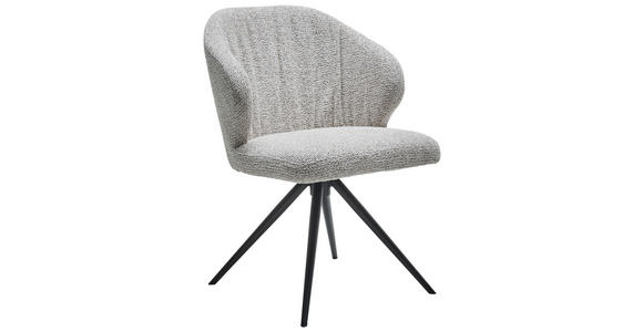 STUHL Bouclé Creme, Schwarz, Beige  - Beige/Creme, Design, Textil/Metall (61/84/61cm) - Dieter Knoll