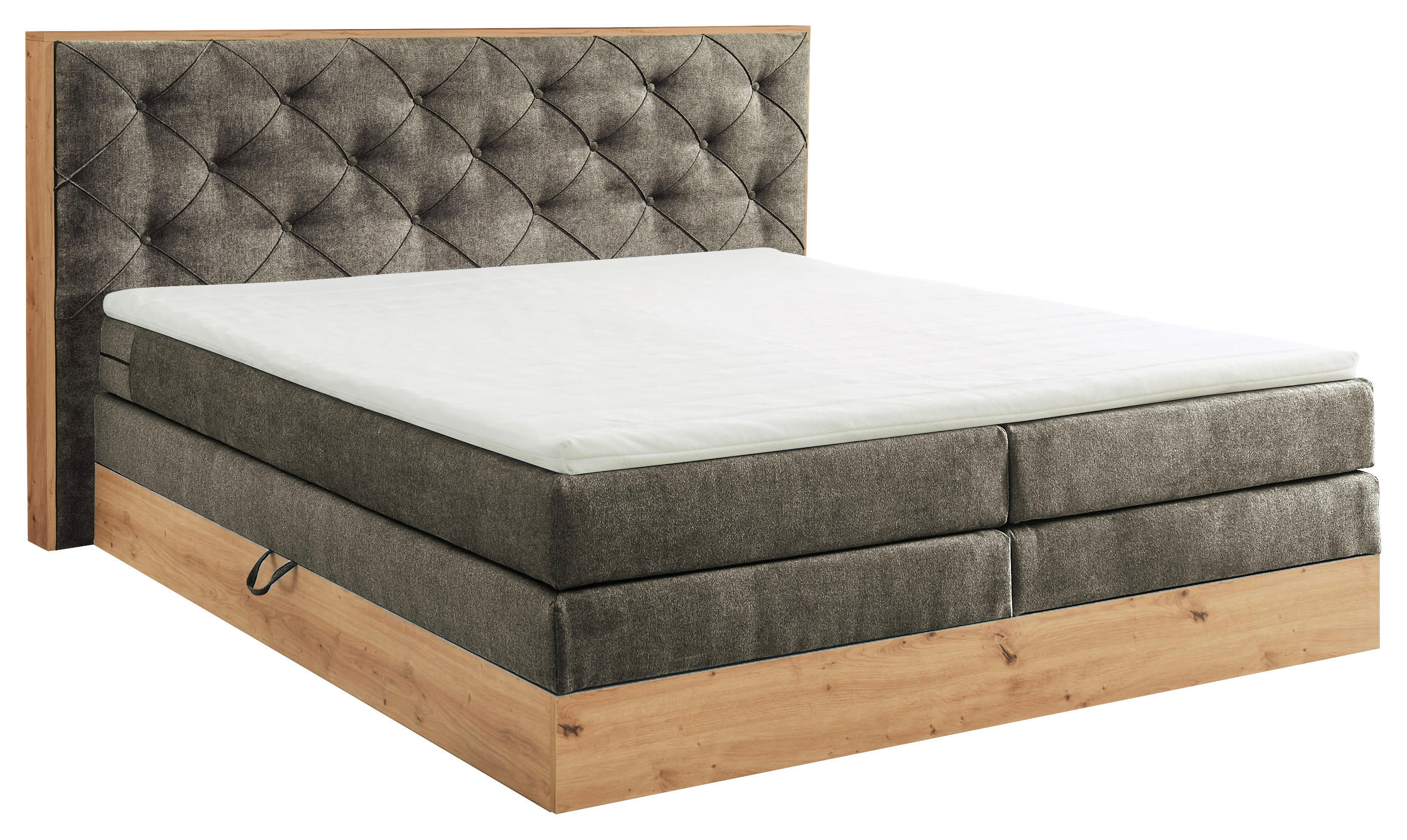 Esposa POSTEL BOXSPRING, 180/200 cm, textil, kompozitní dřevo, hnědá, šedá, přírodní barvy - hnědá,š