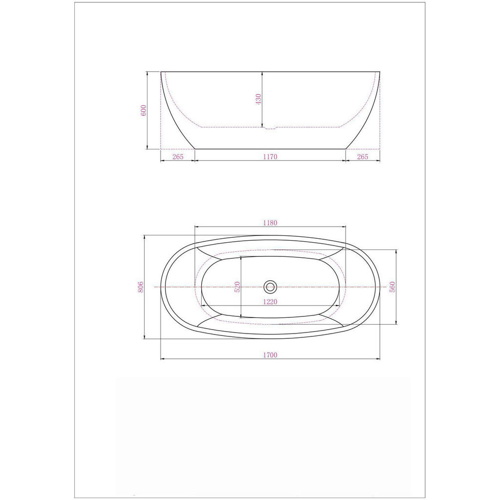 Thumbnail - Sanotechnik Badewanne Manhatten, Schwarz, Weiß, Kunststoff, 80.6x60x170 cm, verstärkte Außenwände, Badezimmer, Baden & D...
