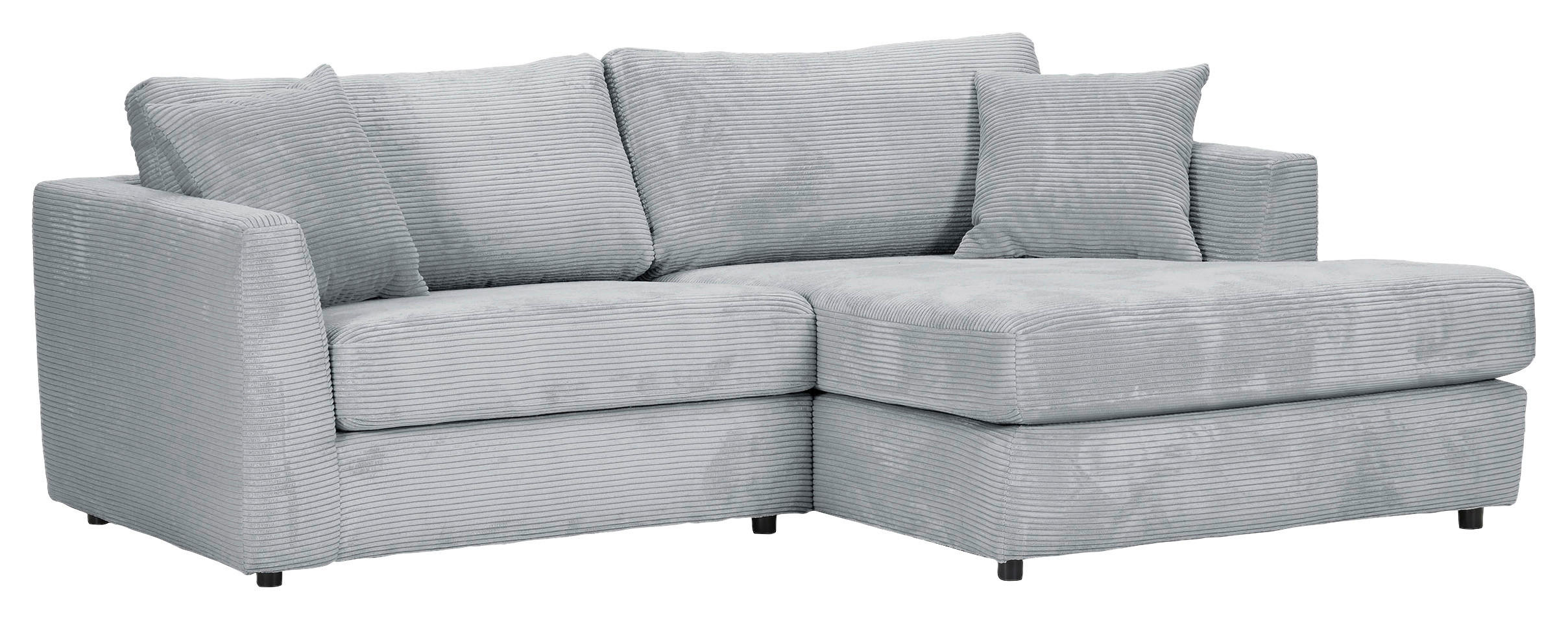 ECKSOFA Hellgrau Cord  - Hellgrau/Schwarz, KONVENTIONELL, Kunststoff/Textil (234/170cm) - Carryhome