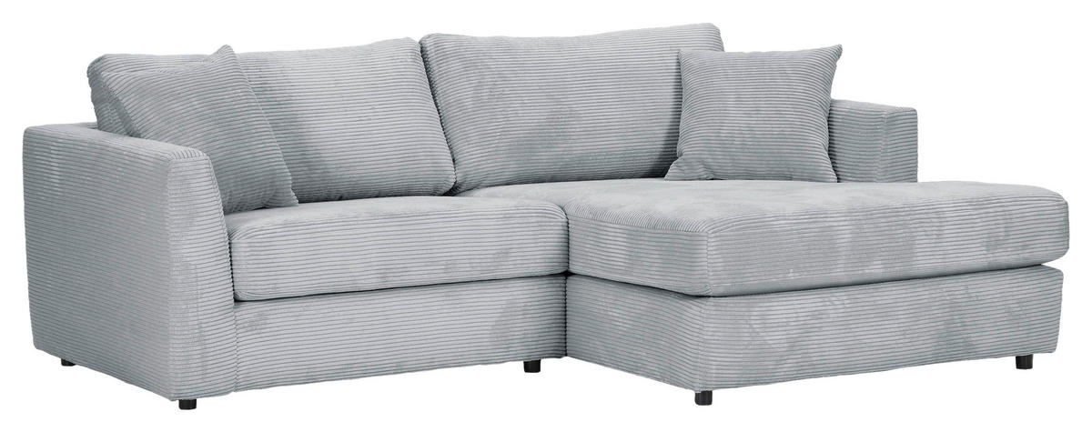 ECKSOFA Hellgrau Cord  - Hellgrau/Schwarz, KONVENTIONELL, Kunststoff/Textil (234/170cm) - Carryhome