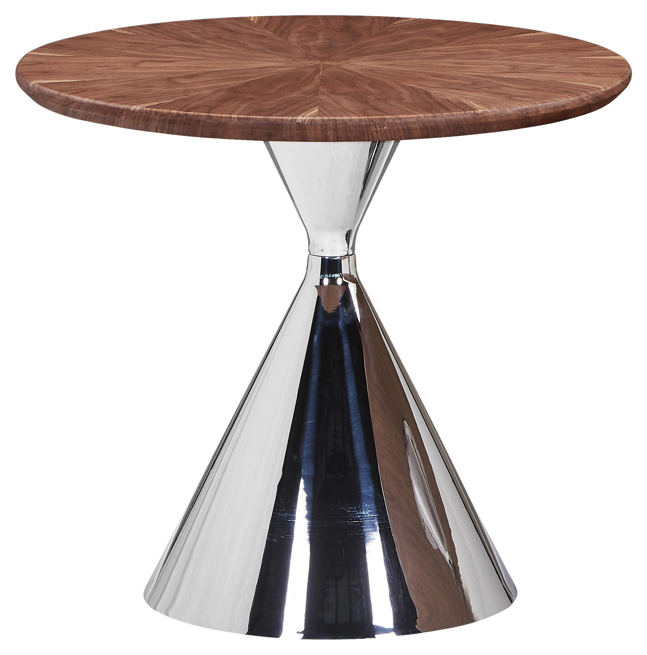 COUCHTISCH Ligneo Walnuss furniert 60/60/54 cm rund Walnussfarben  - Edelstahlfarben/Walnussfarben, Design, Holz/Metall (60/60/54cm) - Novel