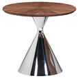 COUCHTISCH Ligneo Walnuss furniert 60/60/54 cm rund Walnussfarben  - Edelstahlfarben/Walnussfarben, Design, Holz/Metall (60/60/54cm) - Novel