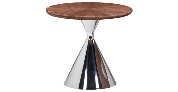 COUCHTISCH Ligneo Walnuss furniert 60/60/54 cm rund Walnussfarben  - Edelstahlfarben/Walnussfarben, Design, Holz/Metall (60/60/54cm) - Novel